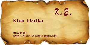 Klem Etelka névjegykártya